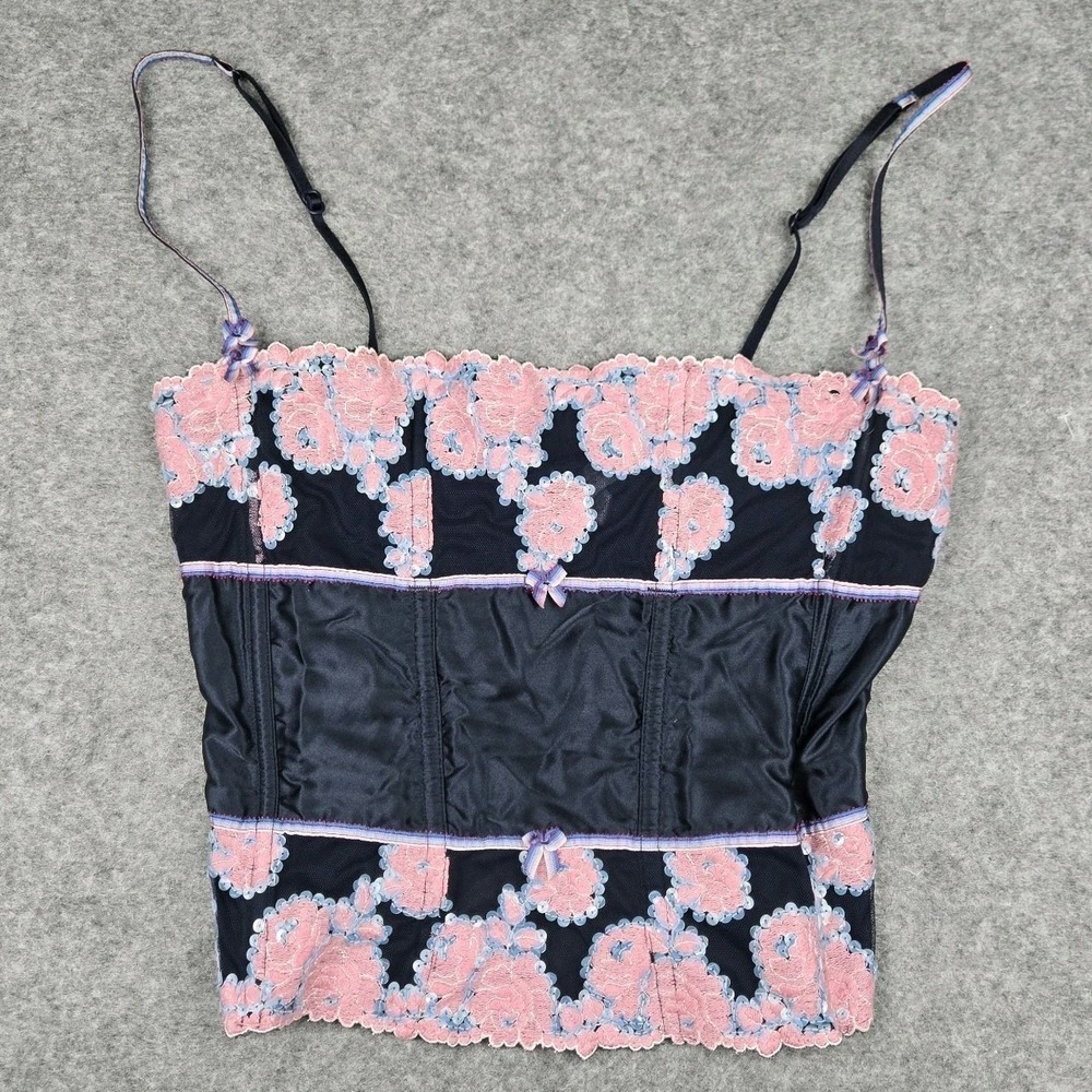 Victoria's Secret Angels Corset Women's Medium Floral Lingerie Blue Pink Flowers